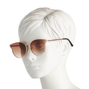 NWT FRYE & CO Women's Cat Eye Gold Metal Frame Sunglasses